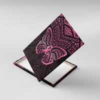 New Zealand Breast Cancer Awareness Canvas Wall Art Maori Butterfly Pink Ribbon Black Version - Polynesian Pride
