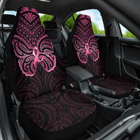 New Zealand Breast Cancer Awareness Car Seat Cover Maori Butterfly Pink Ribbon Black Version - Polynesian Pride