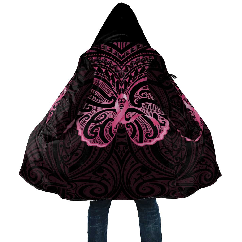 New Zealand Breast Cancer Awareness Cloak Maori Butterfly Pink Ribbon Black Version - Polynesian Pride