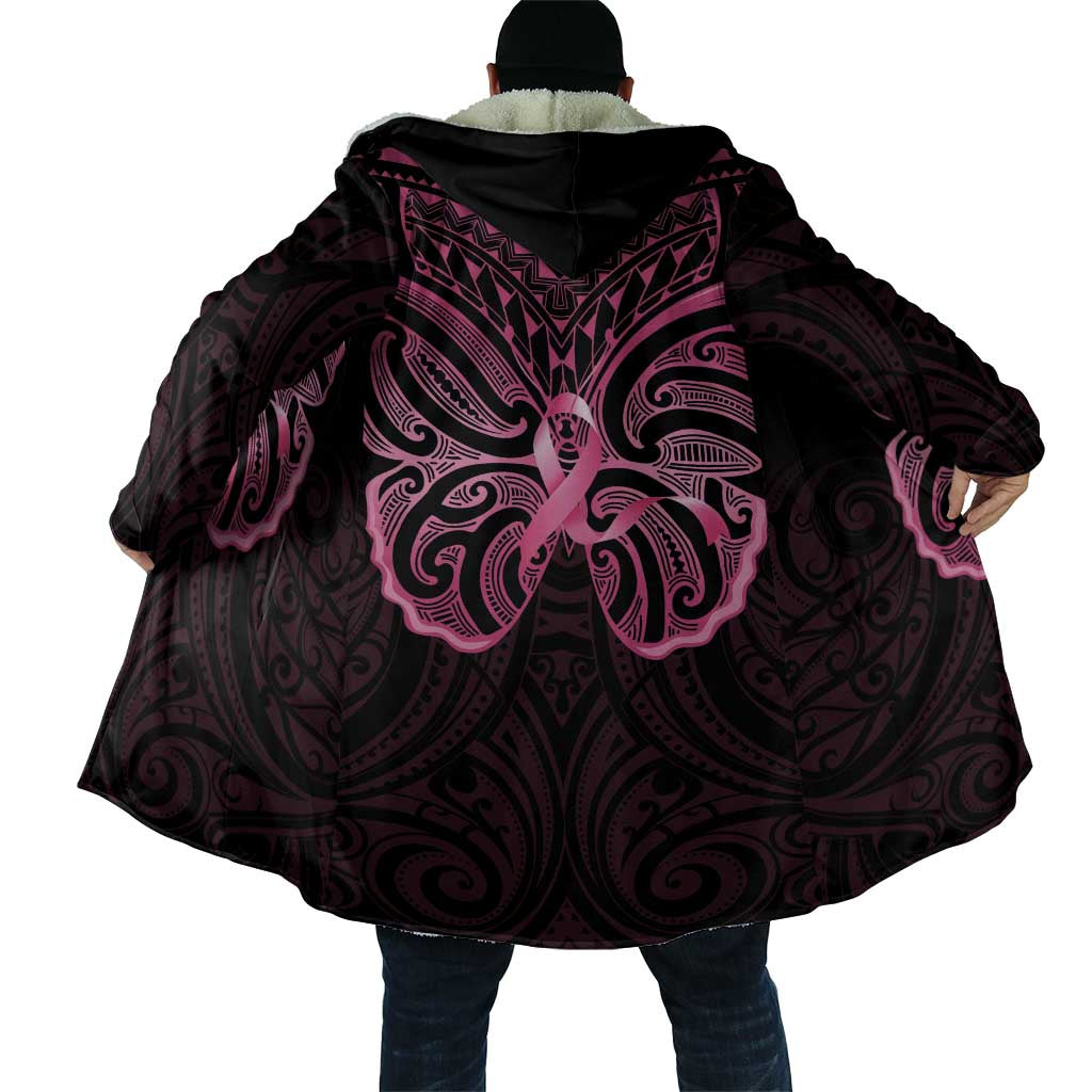 New Zealand Breast Cancer Awareness Cloak Maori Butterfly Pink Ribbon Black Version - Polynesian Pride