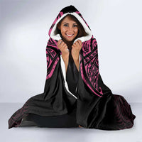 New Zealand Breast Cancer Awareness Hooded Blanket Maori Butterfly Pink Ribbon Black Version - Polynesian Pride