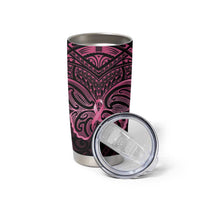 New Zealand Breast Cancer Awareness Tumbler Cup Maori Butterfly Pink Ribbon Black Version - Polynesian Pride