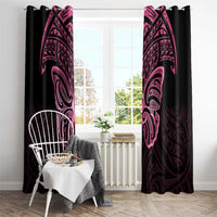 New Zealand Breast Cancer Awareness Window Curtain Maori Butterfly Pink Ribbon Black Version - Polynesian Pride