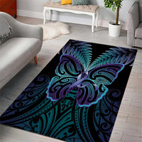 Suicide Prevention New Zealand Area Rug Aotearoa Maori Butterfly Mix Silver Fern - Polynesian Pride