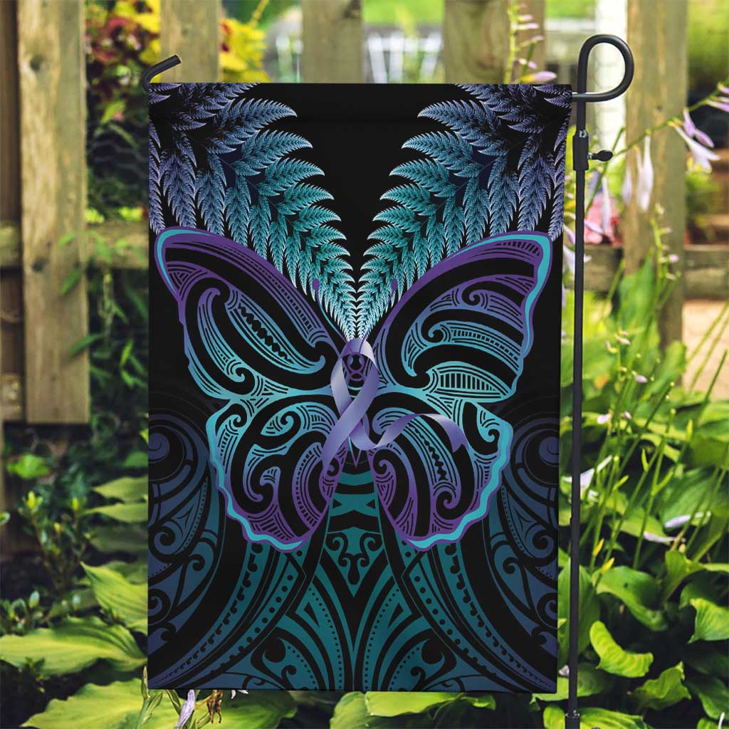 Suicide Prevention New Zealand Garden Flag Aotearoa Maori Butterfly Mix Silver Fern - Polynesian Pride