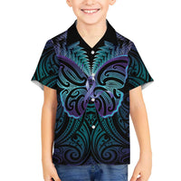 Suicide Prevention New Zealand Hawaiian Shirt Aotearoa Maori Butterfly Mix Silver Fern - Polynesian Pride