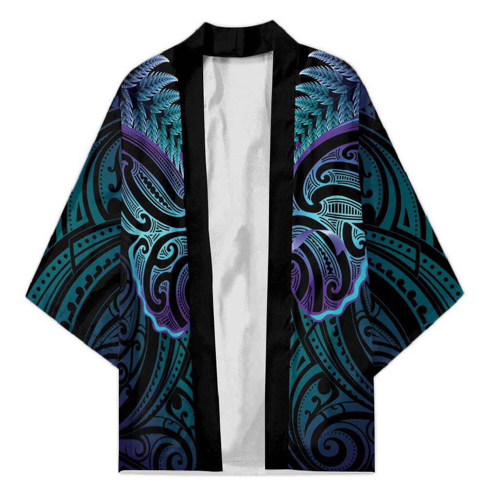 Suicide Prevention New Zealand Kimono Aotearoa Maori Butterfly Mix Silver Fern - Polynesian Pride