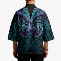 Suicide Prevention New Zealand Kimono Aotearoa Maori Butterfly Mix Silver Fern - Polynesian Pride