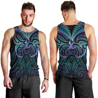 Suicide Prevention New Zealand Men Tank Top Aotearoa Maori Butterfly Mix Silver Fern - Polynesian Pride