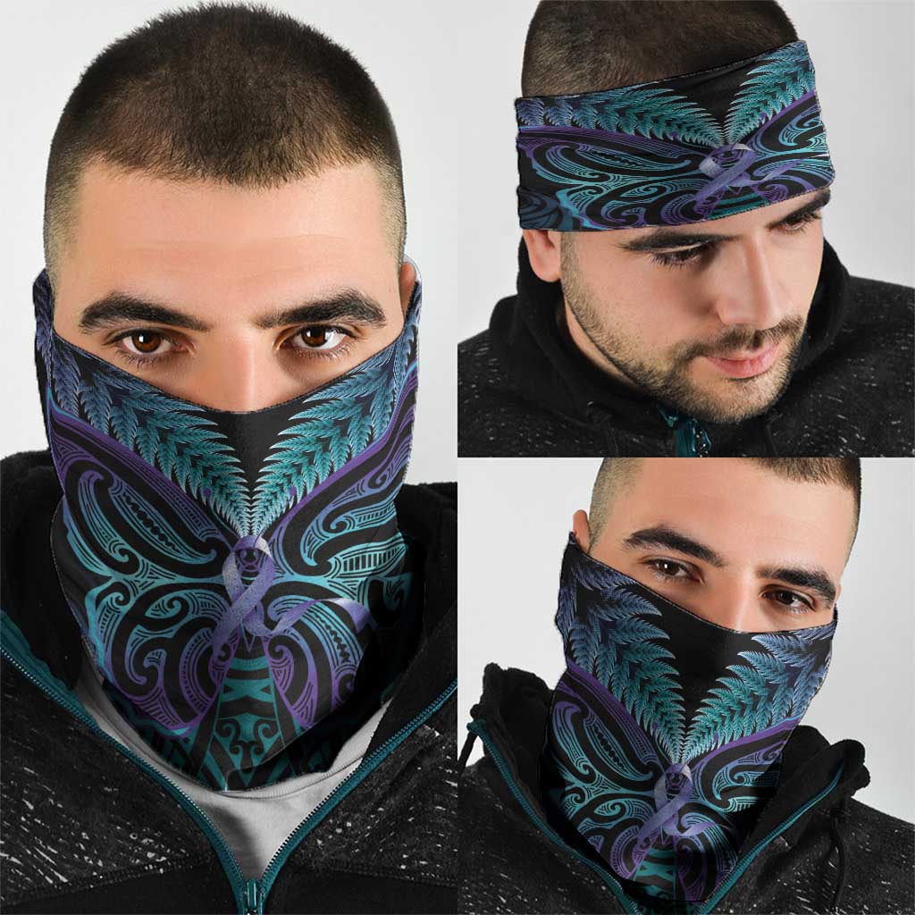 Suicide Prevention New Zealand Neck Gaiter Aotearoa Maori Butterfly Mix Silver Fern - Polynesian Pride