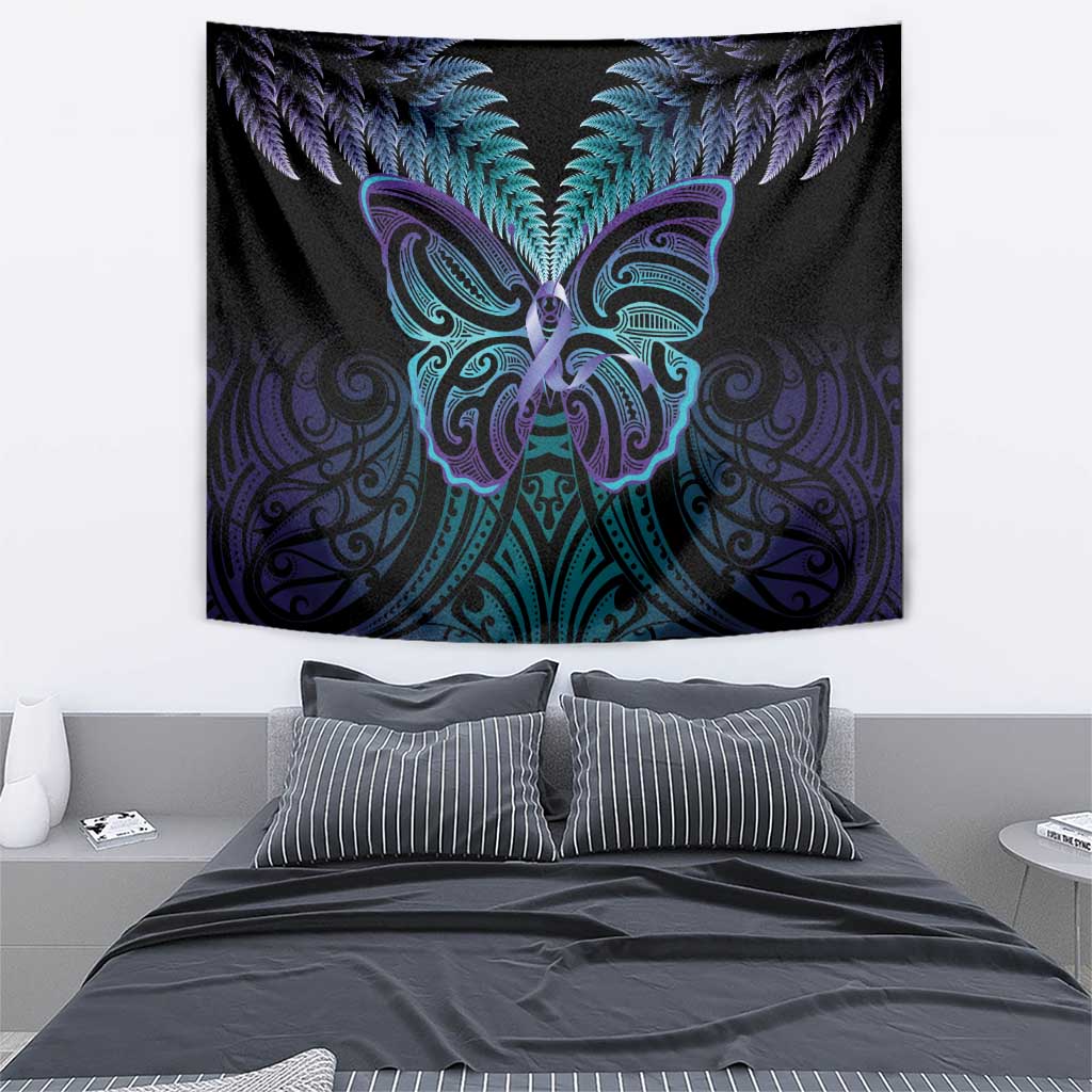 Suicide Prevention New Zealand Tapestry Aotearoa Maori Butterfly Mix Silver Fern - Polynesian Pride