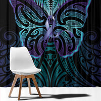 Suicide Prevention New Zealand Window Curtain Aotearoa Maori Butterfly Mix Silver Fern - Polynesian Pride