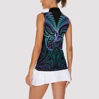 Suicide Prevention New Zealand Women Sleeveless Polo Shirt Aotearoa Maori Butterfly Mix Silver Fern - Polynesian Pride