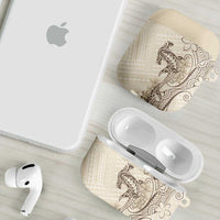 Beige Hawaii AirPods Case Hammerhead Shark Tattoo Curve Polynesian - Polynesian Pride