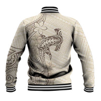 Beige Hawaii Baseball Jacket Hammerhead Shark Tattoo Curve Polynesian LT14 - Polynesian Pride