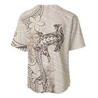 Beige Hawaii Baseball Jersey Hammerhead Shark Tattoo Curve Polynesian - Polynesian Pride