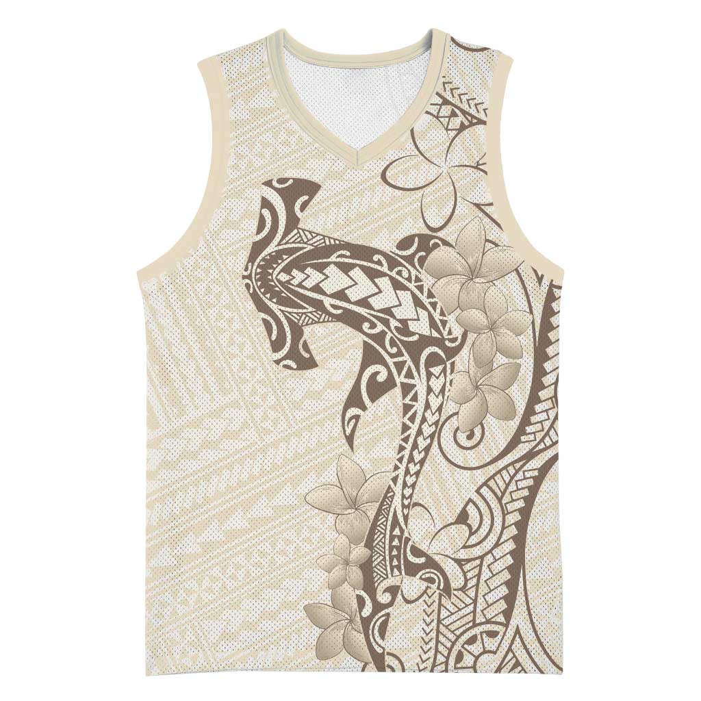 Beige Hawaii Basketball Jersey Hammerhead Shark Tattoo Curve Polynesian LT14 Unisex Beige - Polynesian Pride