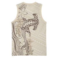 Beige Hawaii Basketball Jersey Hammerhead Shark Tattoo Curve Polynesian LT14 - Polynesian Pride