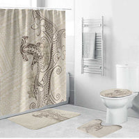 Beige Hawaii Bathroom Set Hammerhead Shark Tattoo Curve Polynesian LT14 Bathroom Set (4 pcs) Beige - Polynesian Pride