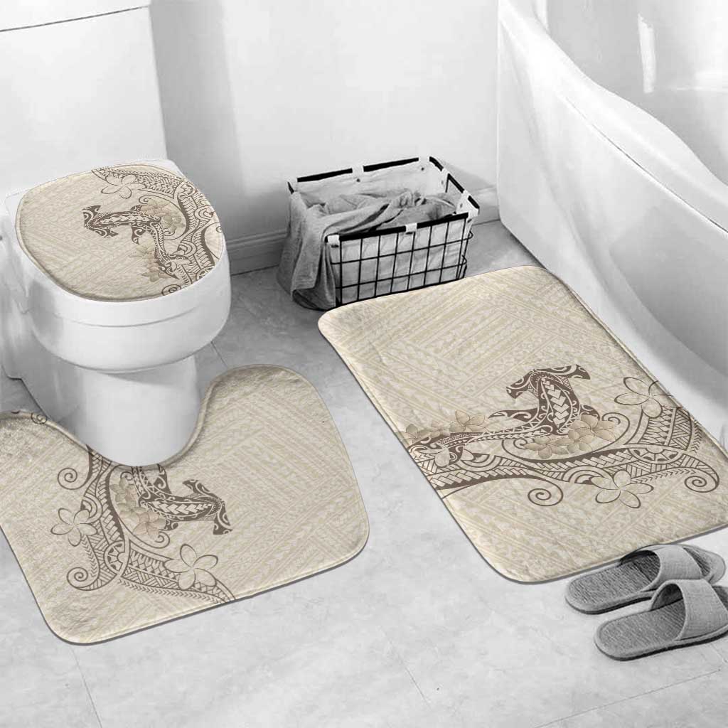 Beige Hawaii Bathroom Set Hammerhead Shark Tattoo Curve Polynesian LT14 Mat Set Only (3 pcs) One Size Beige - Polynesian Pride