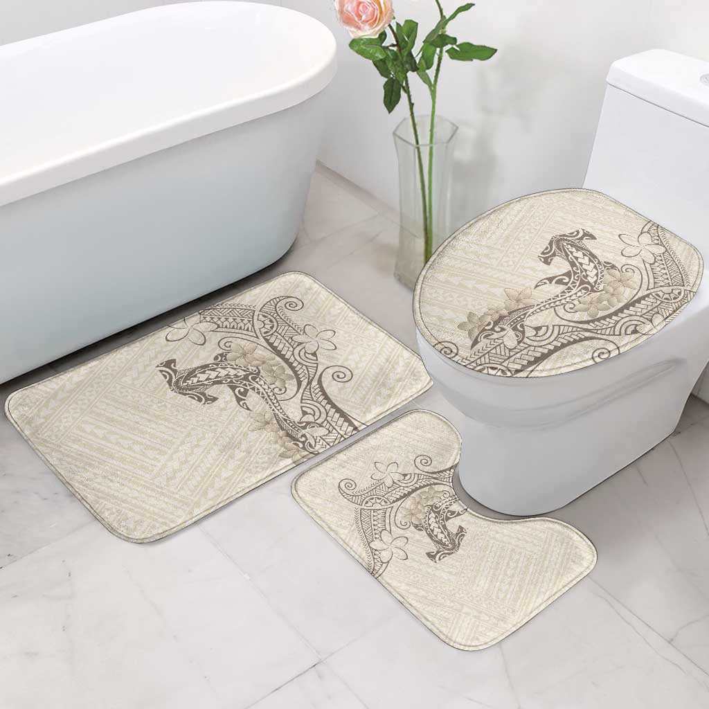 Beige Hawaii Bathroom Set Hammerhead Shark Tattoo Curve Polynesian LT14 - Polynesian Pride