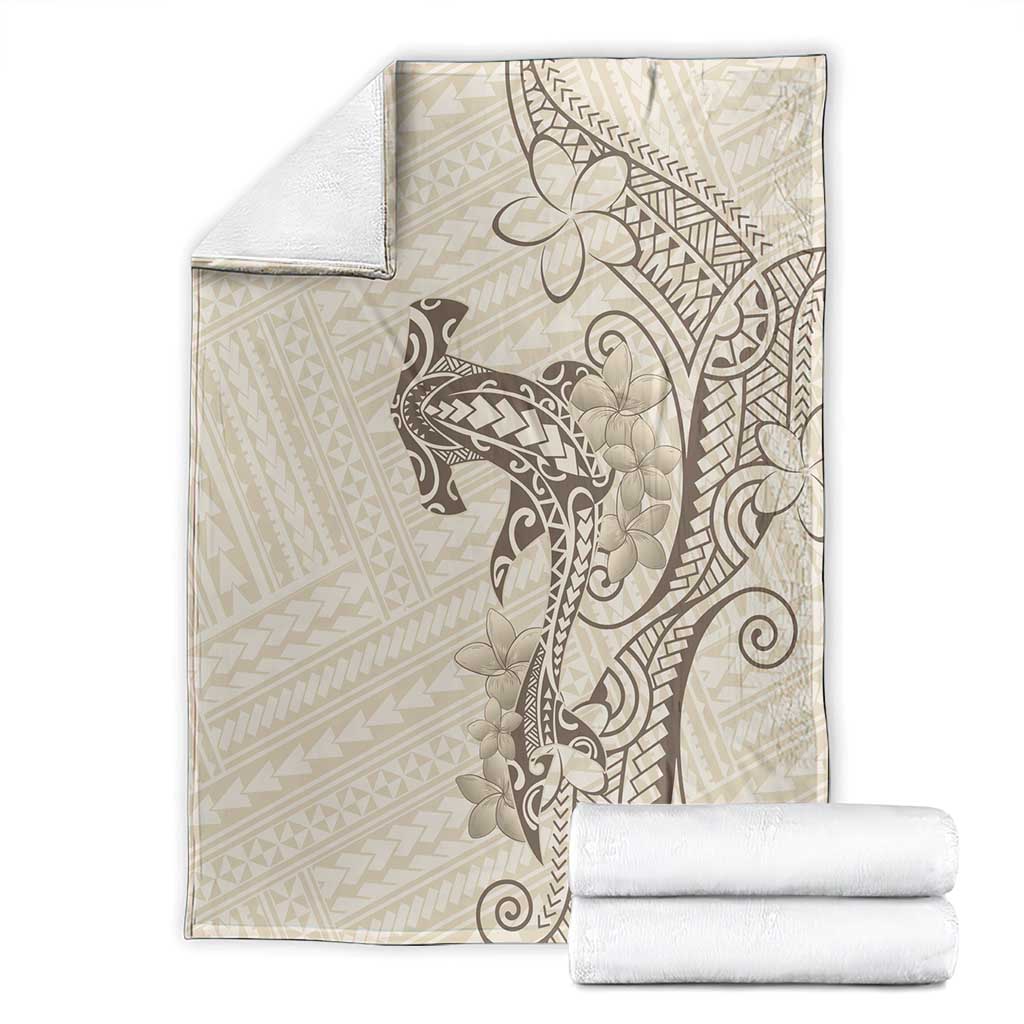 Beige Hawaii Blanket Hammerhead Shark Tattoo Curve Polynesian - Polynesian Pride