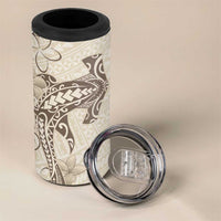 Beige Hawaii 4 in 1 Can Cooler Tumbler Hammerhead Shark Tattoo Curve Polynesian - Polynesian Pride