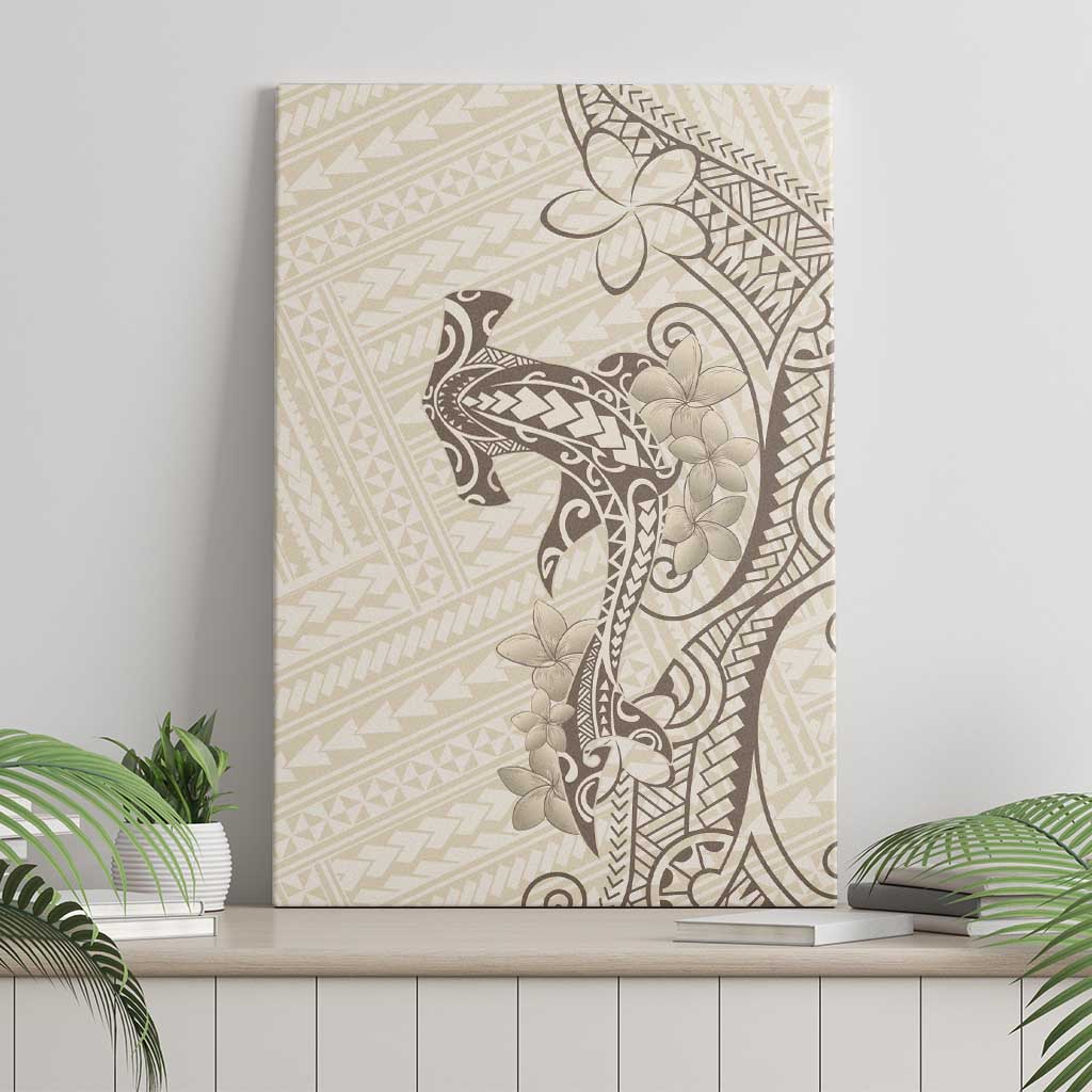 Beige Hawaii Canvas Wall Art Hammerhead Shark Tattoo Curve Polynesian LT14 - Polynesian Pride
