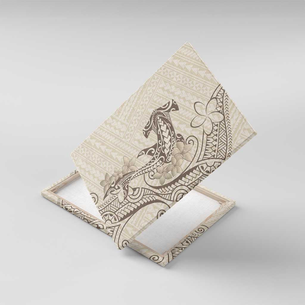 Beige Hawaii Canvas Wall Art Hammerhead Shark Tattoo Curve Polynesian LT14 With Frame Beige - Polynesian Pride