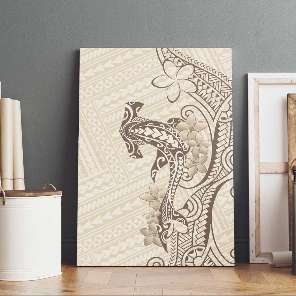 Beige Hawaii Canvas Wall Art Hammerhead Shark Tattoo Curve Polynesian LT14 - Polynesian Pride