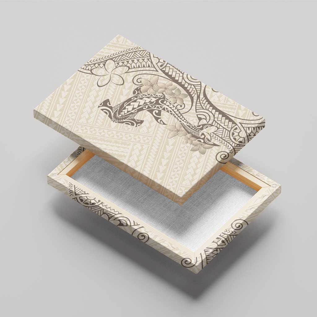 Beige Hawaii Canvas Wall Art Hammerhead Shark Tattoo Curve Polynesian LT14 - Polynesian Pride