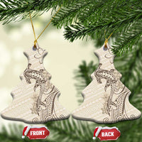 Beige Hawaii Ceramic Ornament Hammerhead Shark Tattoo Curve Polynesian - Polynesian Pride