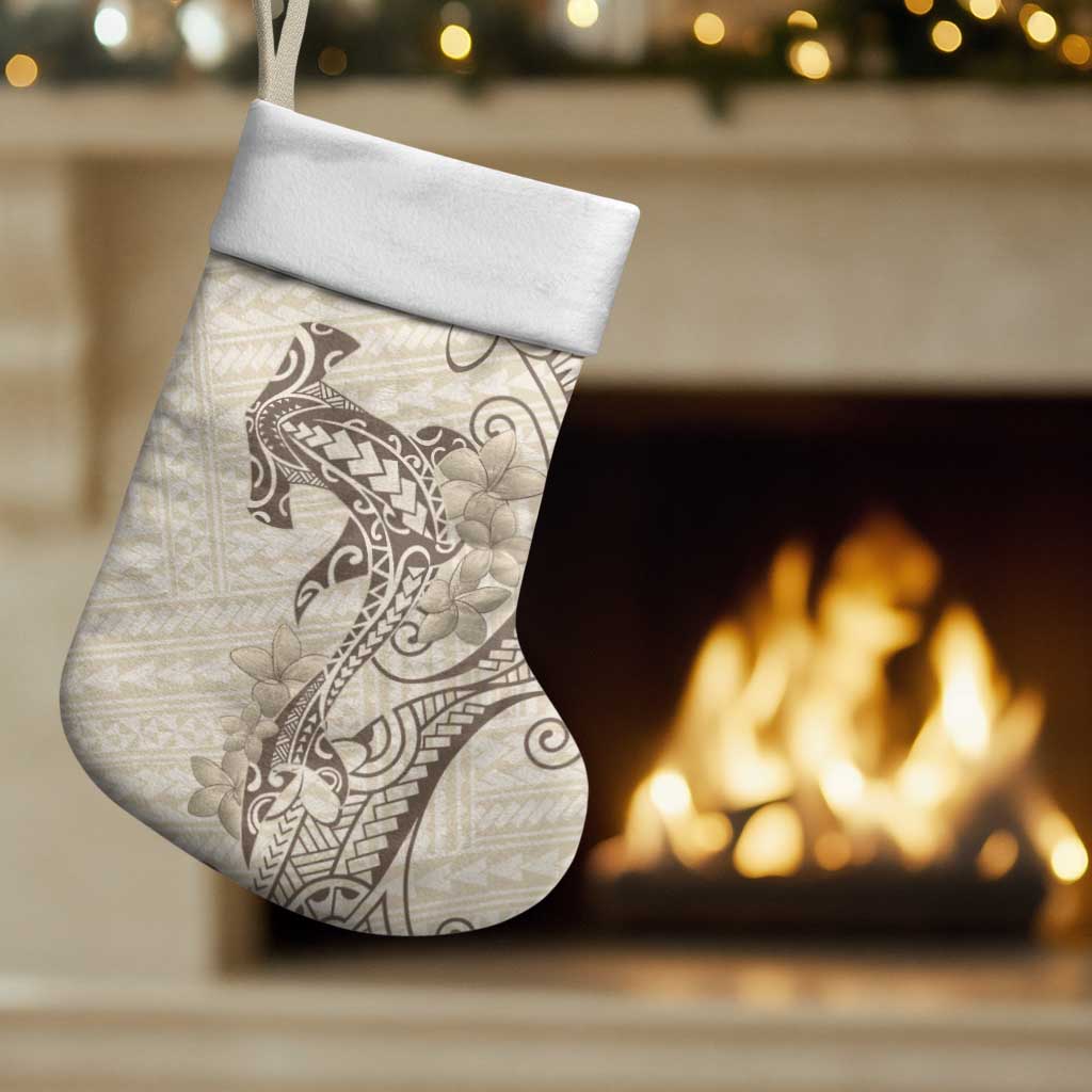 Beige Hawaii Christmas Stocking Hammerhead Shark Tattoo Curve Polynesian - Polynesian Pride