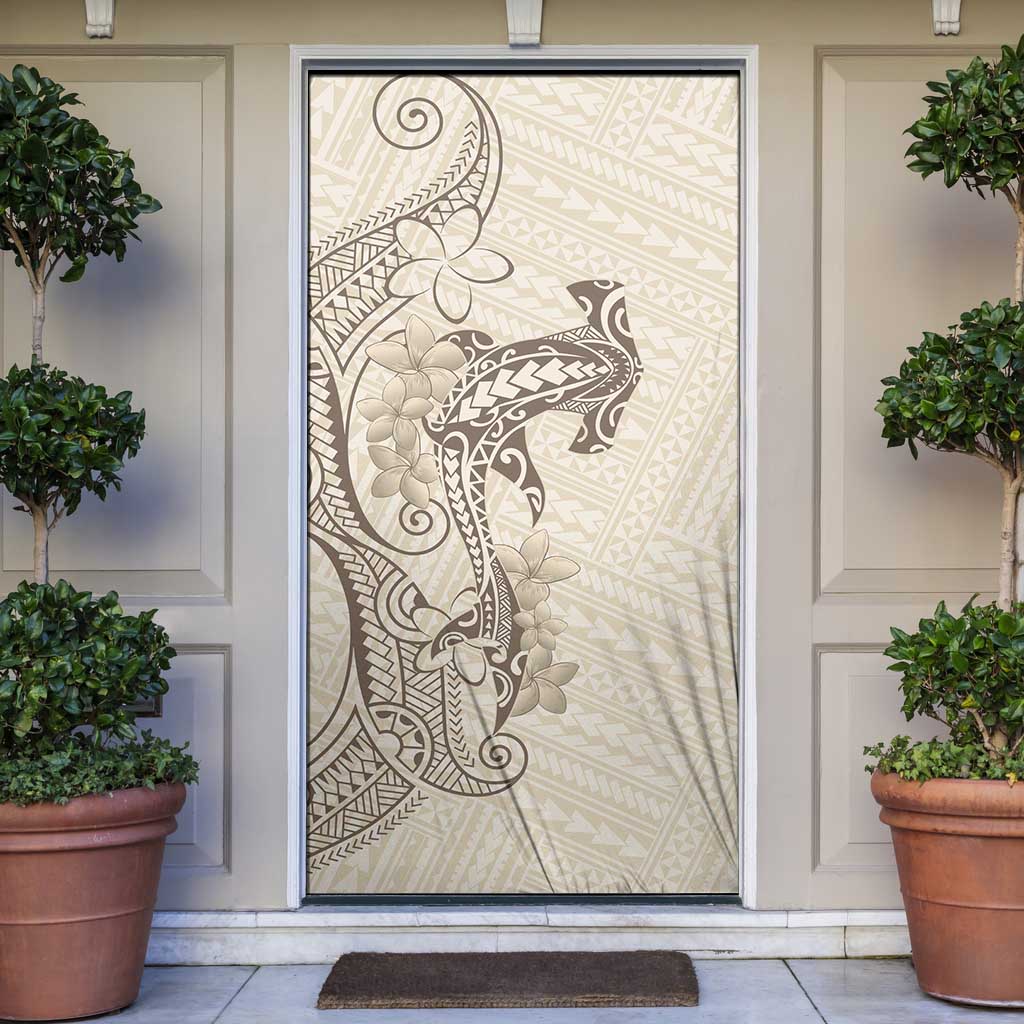 Beige Hawaii Door Cover Hammerhead Shark Tattoo Curve Polynesian LT14 Beige - Polynesian Pride