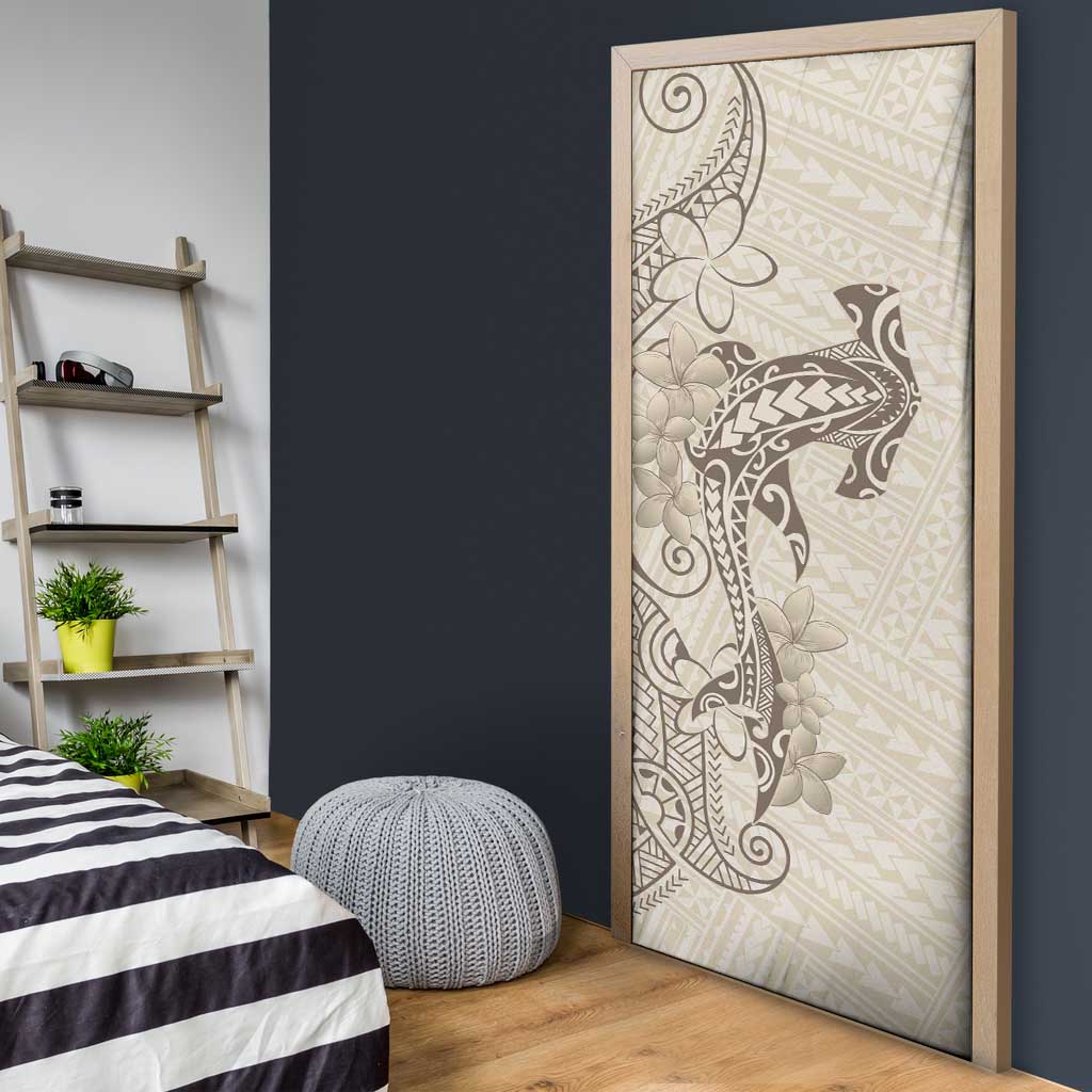 Beige Hawaii Door Cover Hammerhead Shark Tattoo Curve Polynesian LT14 - Polynesian Pride