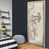 Beige Hawaii Door Cover Hammerhead Shark Tattoo Curve Polynesian LT14 - Polynesian Pride