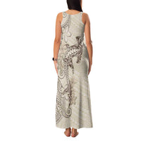 Beige Hawaii Family Matching Tank Maxi Dress and Hawaiian Shirt Hammerhead Shark Tattoo Curve Polynesian - Polynesian Pride