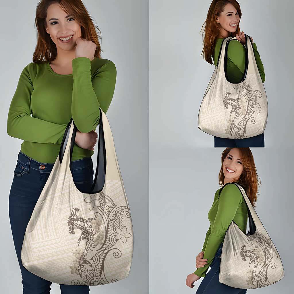 Beige Hawaii Grocery Bag Hammerhead Shark Tattoo Curve Polynesian LT14 - Polynesian Pride
