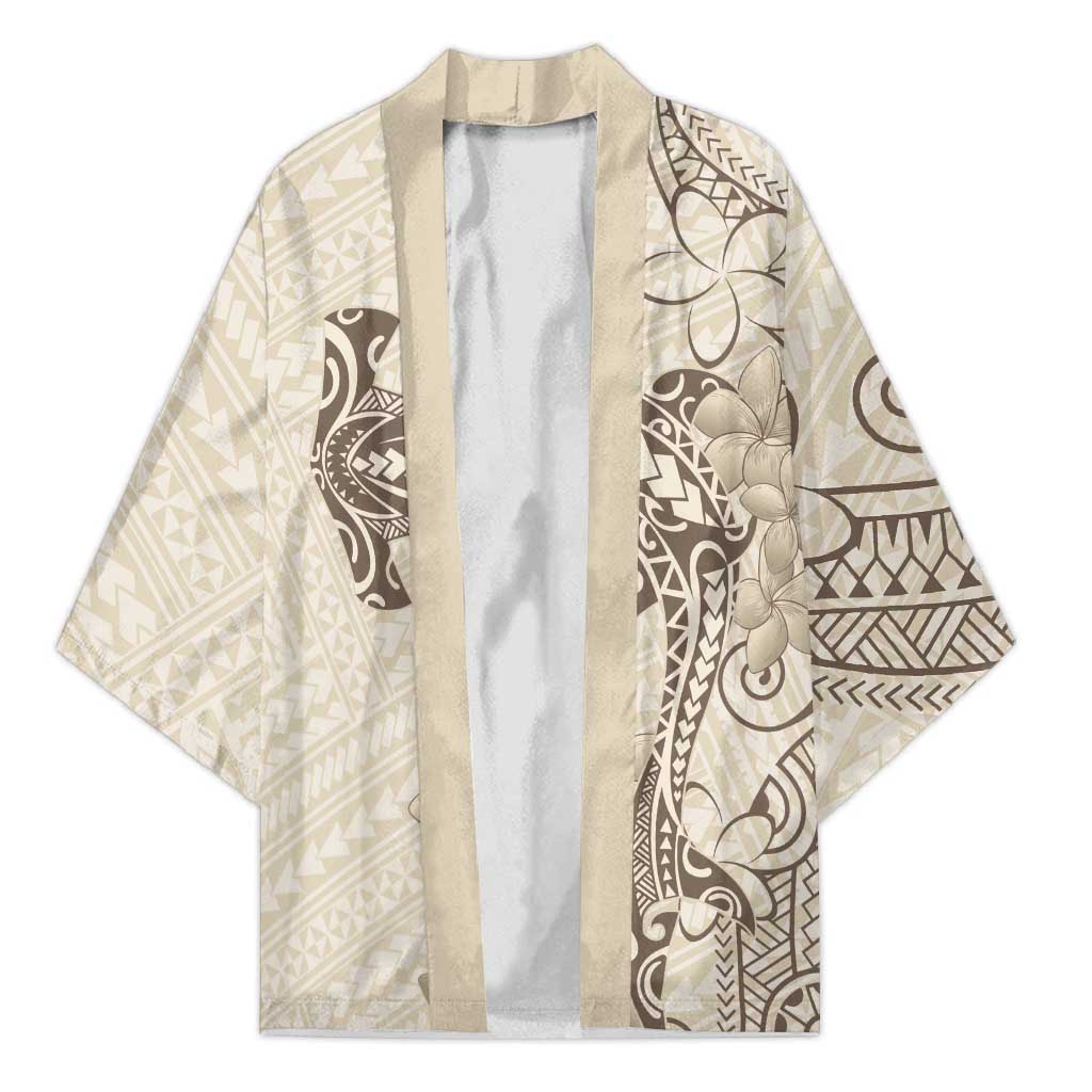 Beige Hawaii Kimono Hammerhead Shark Tattoo Curve Polynesian - Polynesian Pride