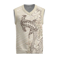 Beige Hawaii Christmas Knitted V-Neck Vest Hammerhead Shark Tattoo Curve Polynesian LT14 Beige - Polynesian Pride