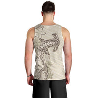 Beige Hawaii Men Tank Top Hammerhead Shark Tattoo Curve Polynesian LT14 - Polynesian Pride