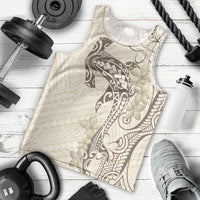 Beige Hawaii Men Tank Top Hammerhead Shark Tattoo Curve Polynesian LT14 - Polynesian Pride