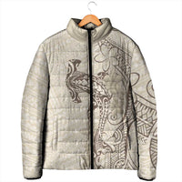 Beige Hawaii Padded Jacket Hammerhead Shark Tattoo Curve Polynesian LT14 - Polynesian Pride