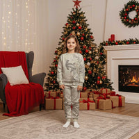 Beige Hawaii Christmas Pajama Set Hammerhead Shark Tattoo Curve Polynesian LT14 Kid Beige - Polynesian Pride