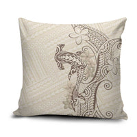 Beige Hawaii Pillow Cover Hammerhead Shark Tattoo Curve Polynesian - Polynesian Pride