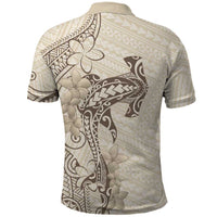 Beige Hawaii Polo Shirt Hammerhead Shark Tattoo Curve Polynesian - Polynesian Pride