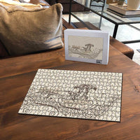 Beige Hawaii Puzzle Hammerhead Shark Tattoo Curve Polynesian LT14 - Polynesian Pride