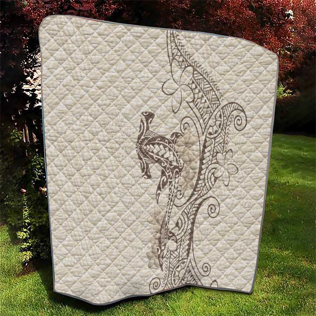 Beige Hawaii Quilt Hammerhead Shark Tattoo Curve Polynesian - Polynesian Pride