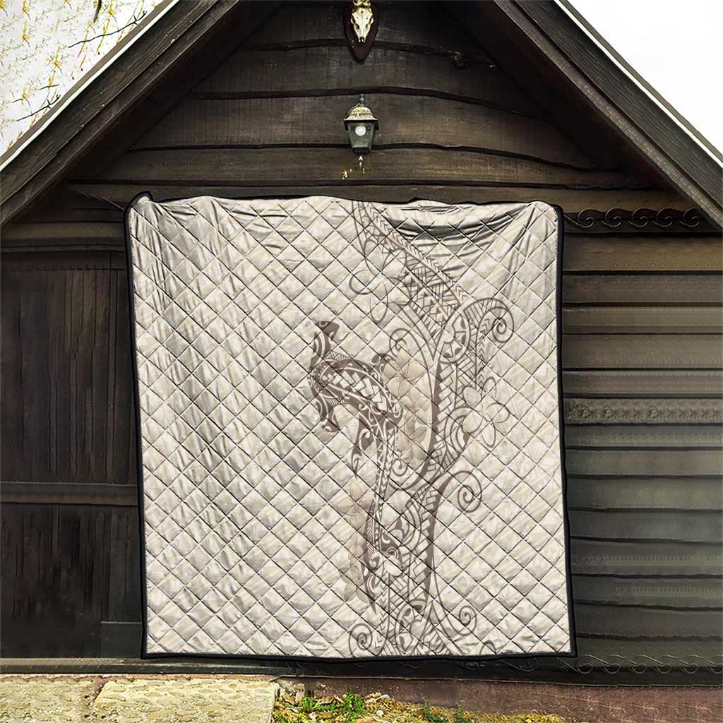 Beige Hawaii Quilt Hammerhead Shark Tattoo Curve Polynesian - Polynesian Pride