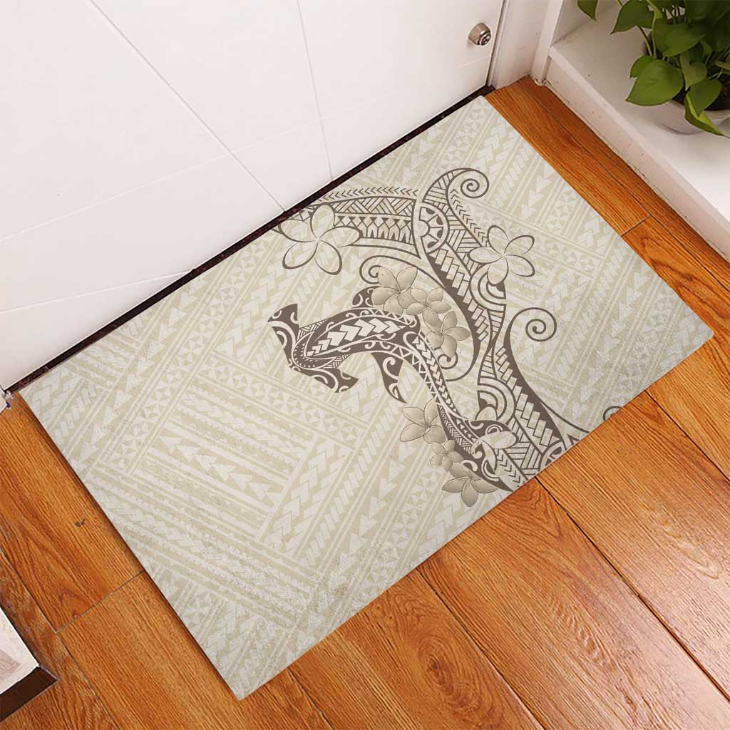 Beige Hawaii Rubber Doormat Hammerhead Shark Tattoo Curve Polynesian LT14 - Polynesian Pride